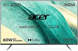 acer 139 cm (55 inch) Ultra HD (4K) LED Smart Android TV with Android 11, Dolby Vision-Atmos, 60W HiFi Speakers  (AR55AR2851UDPRO)