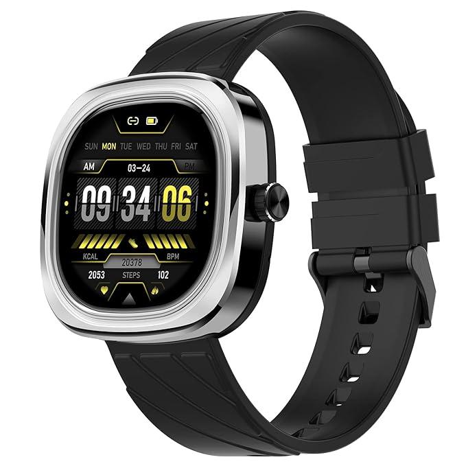 Fire-Boltt Collide 1.32" Display Smartwatch, Bluetooth Calling with Body Shielding Metal Paint, Single BT Connection, BT 2.0 Ultra Low Power Consumption, SpO2 (Silver Black)