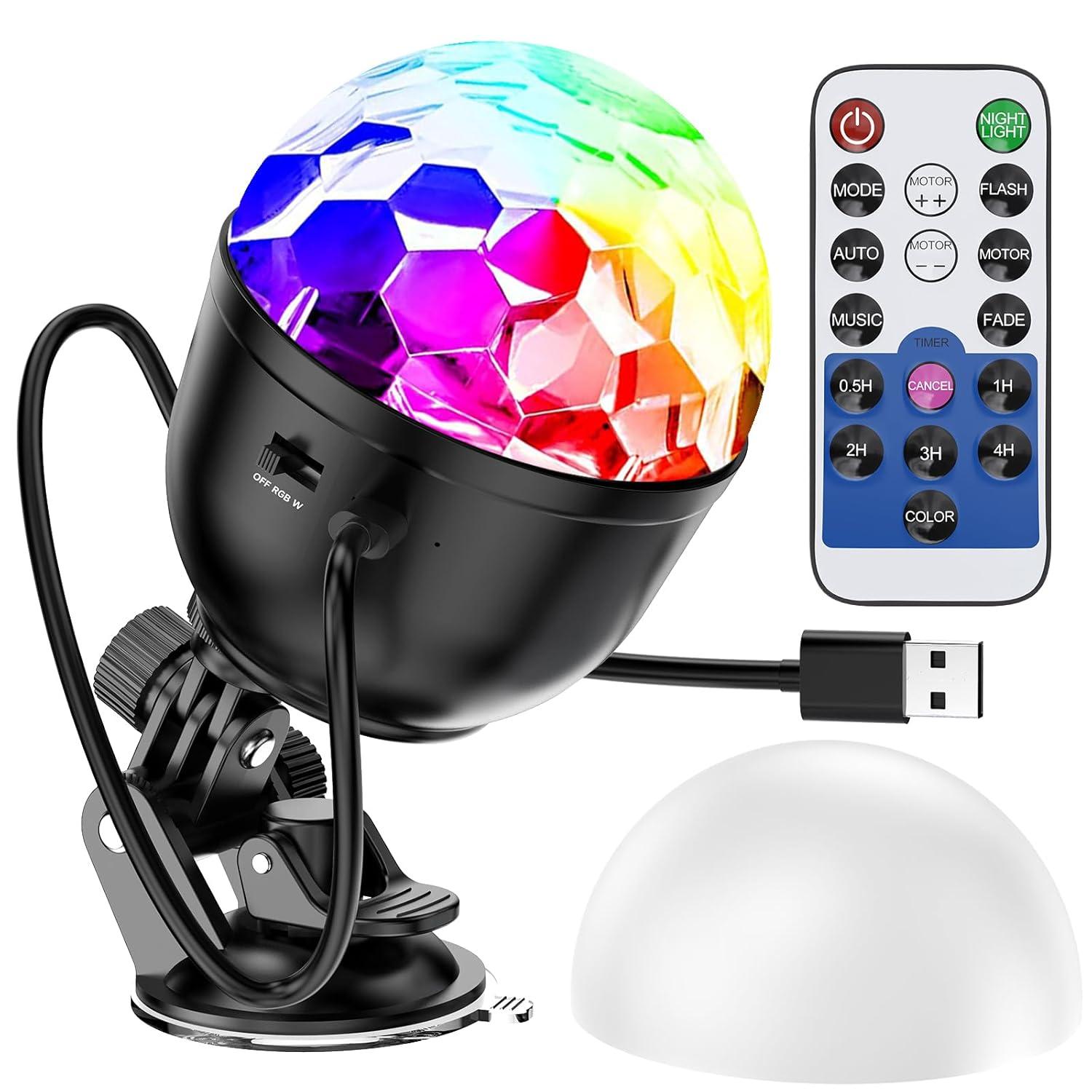 Mini Disco Ball with RGB and White Light for Party 